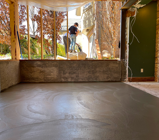 Residential concrete floor installation in Utah County
